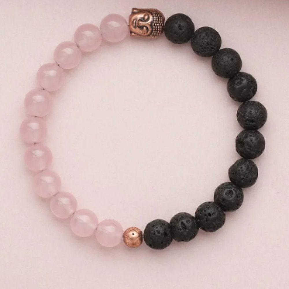 Diffuser Bracelet Rose Quartz With Copper Budda F… - image 1
